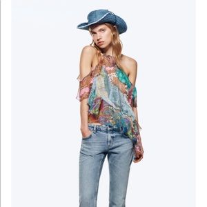 Zara ruffled patchwork top